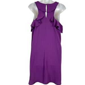 Ann Taylor Loft Petites Womens Purple Ruffle Sleeveless Casual Mini Dress sz M P